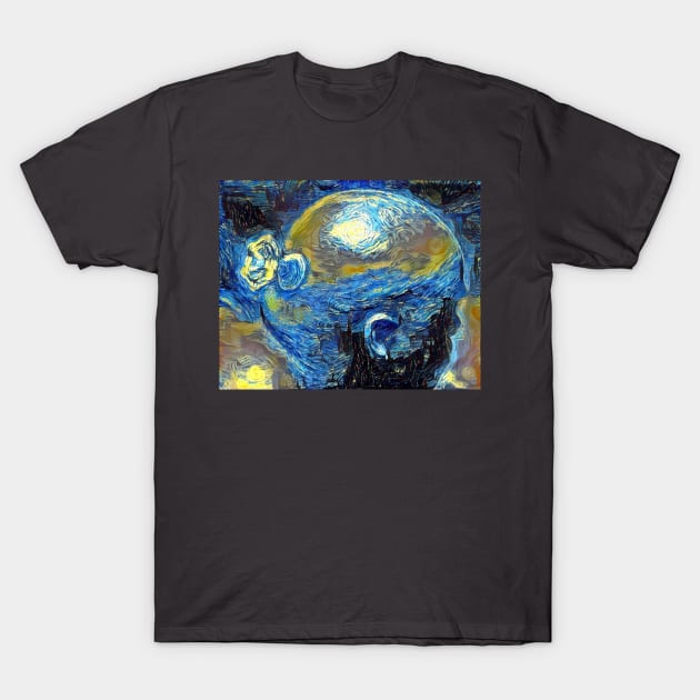 Half-Life Mr. Valve Open Your Mind Version Starry Night T-Shirt by Starry Night
